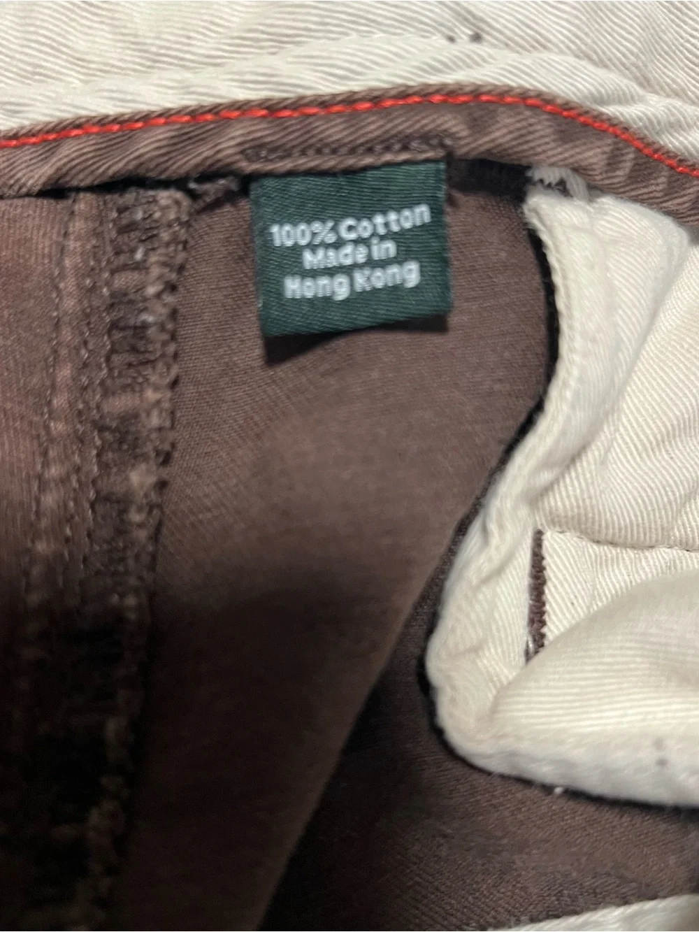 Vtg J.Crew Men Straight Leg Flat Front Frayed Hem Chino Pants Brown Sz 34x32
